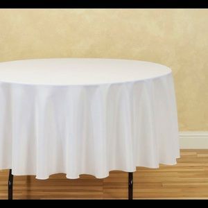 5pcs- 90 in round polyester tablecloth white